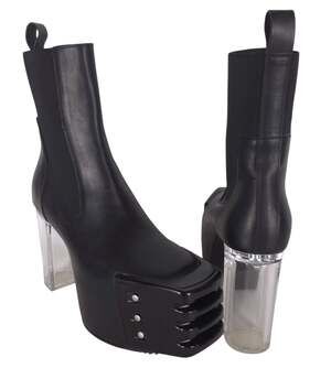 Rick Owens Grilled Kiss Boots US 8 EU 41 Mens Black Clear Transparent $2885